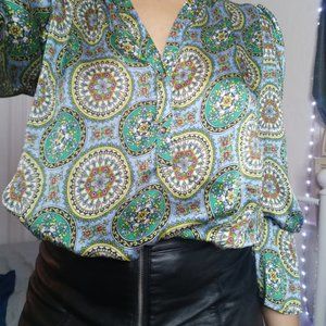 Zara Paisley Satin Blouse Size Medium